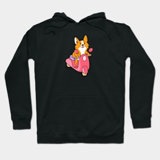 Corgi dog on scooter Hoodie